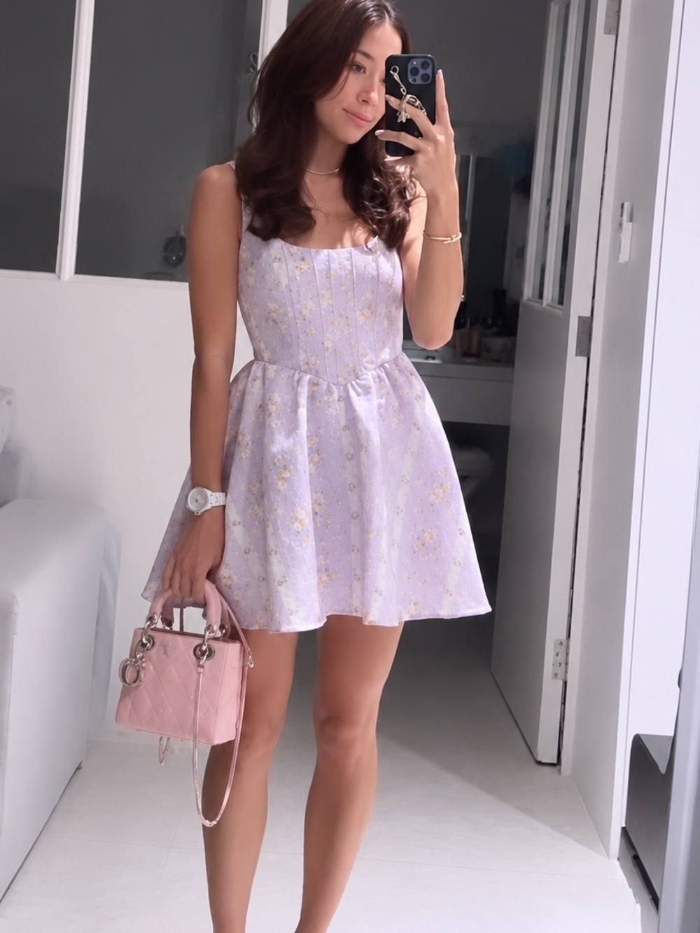 LoveShackFancy Zane Mini Dress in Lavander